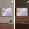 Brug - Kersenbomen - Wit Light Box met batterij (Wandlamp) middel -sfeer3