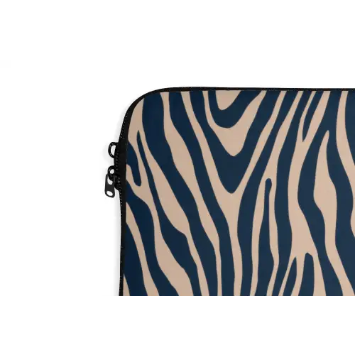 Zebra - Patroon - Blauw - Beige laptophoes neopreen klein 279 -detail