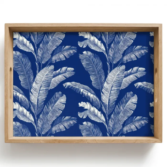 Blad - Palm - Blauw Dienblad Rechthoek middel 911 -z3d_shopping