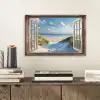 Doorkijk - Strand - Raam - Duinen - Zee aluminium wit klein -sfeer1