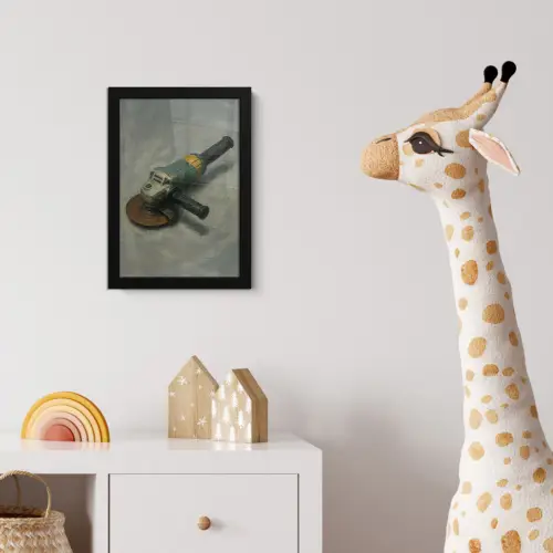 Haakse slijper - Schilderij - Gereedschap fotolijst zwart zonder passe partout klein -usfeer4_kinderkamer