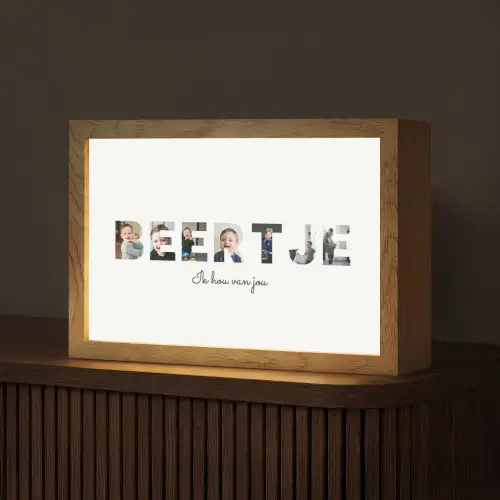 Beertje - Lettercollage Light Box met kabel (Tafellamp) klein -z3d_website