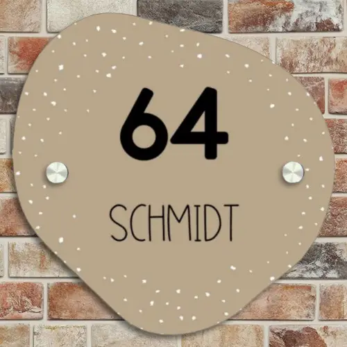Beige met stippen - Modern Naambord Organisch middel -sfeer10