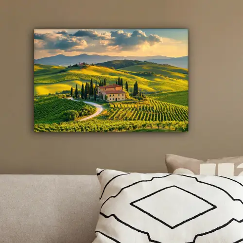 Toscane - Landschap - Wijngaarden canvas 2cm klein -sfeer3