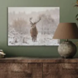 Edelhert - Bos - Sneeuw - Winter - Majestueus PET vilt klein -sfeer2