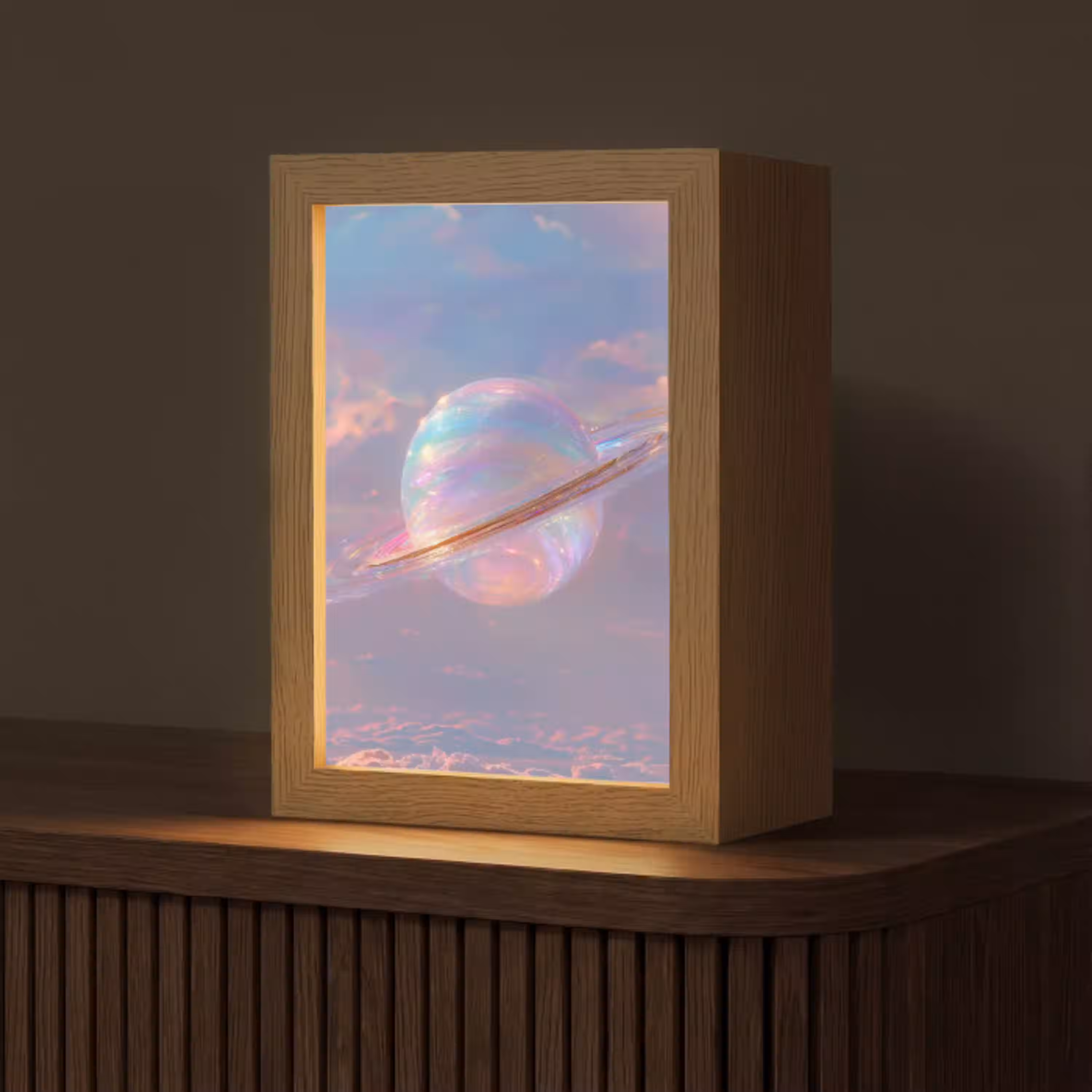 Planeet - Lucht - Wolken - Pasteltinten Light Box met kabel (Tafellamp) klein -z3d_website