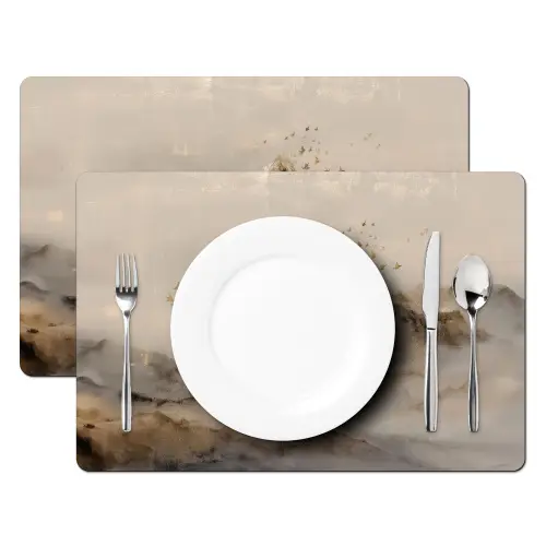 Berglandschap - Mist  - Penseelstreken Placemat vinyl groot -zzsfeer2_Kitchenyeah-website