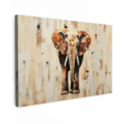 Olifant - Slurf - Mozaïek - Abstract Tuinposter op houten frame 2 cm dik klein -3d