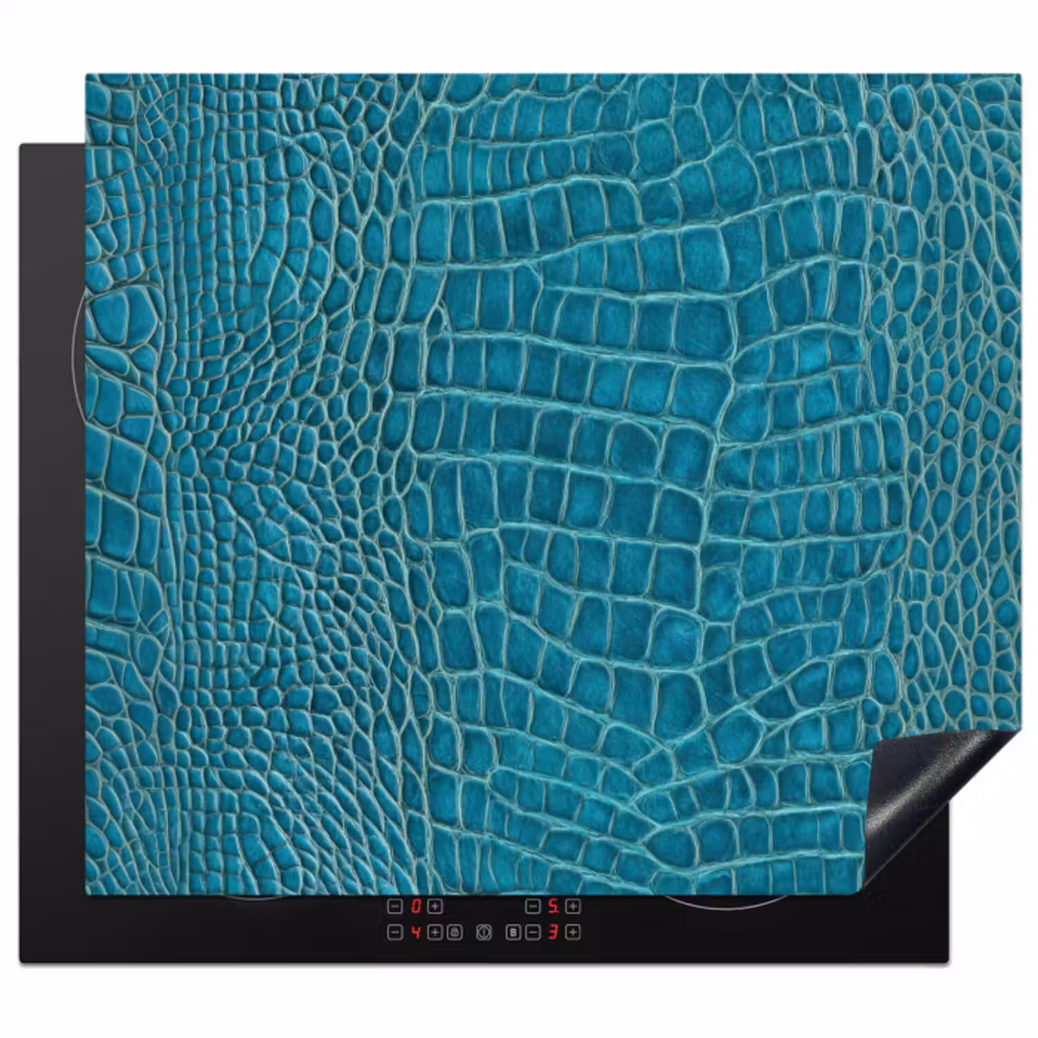 Inductie beschermer - Krokodillenleertextuur - Blauw - Exotisch