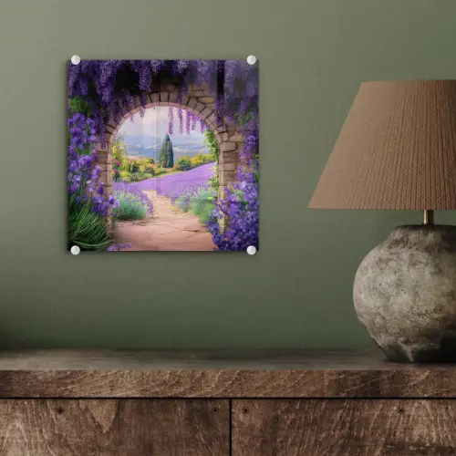Doorkijk - Lavendel - Bloemen - Paars - Poort plexiglas 5mm klein -sfeer3
