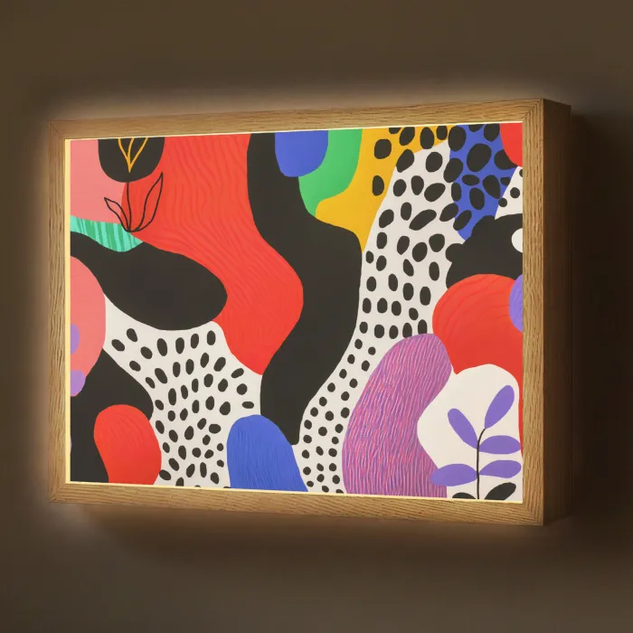 Abstract - Vormen - Kleuren - Stippen Light Box met batterij (Wandlamp) middel -z3d_website