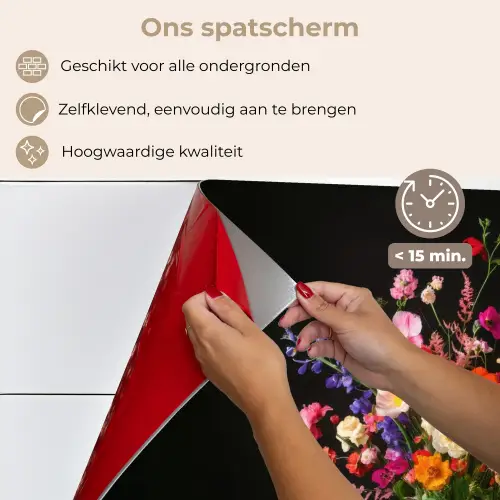 Kleurrijk - Boeket - Vaas - Goud keuken achterwand spatscherm klein -spatscherm_NL