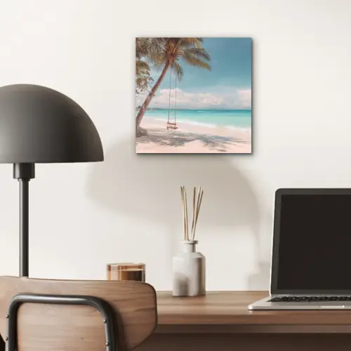 Palmboom - Schommel - Strand - Lucht aluminium wit klein -sfeer5