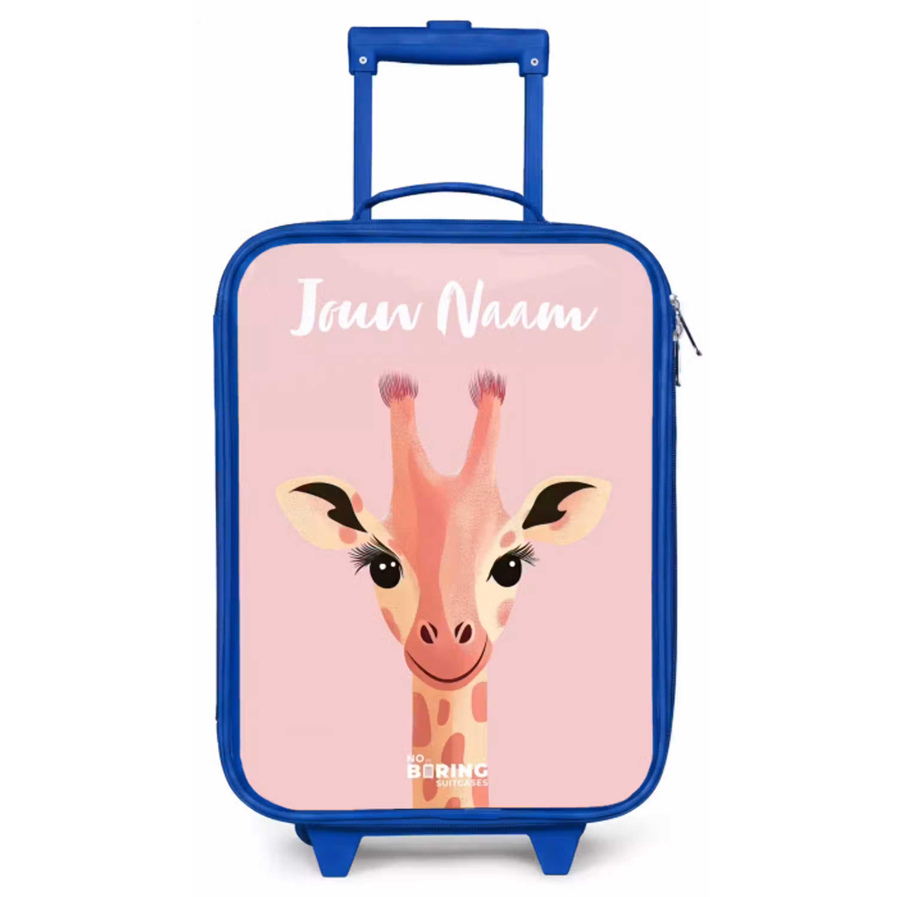 Giraffe - Wimpers - Minimalistisch - Roze Kinderkoffer - Blauw klein -zz3dotto