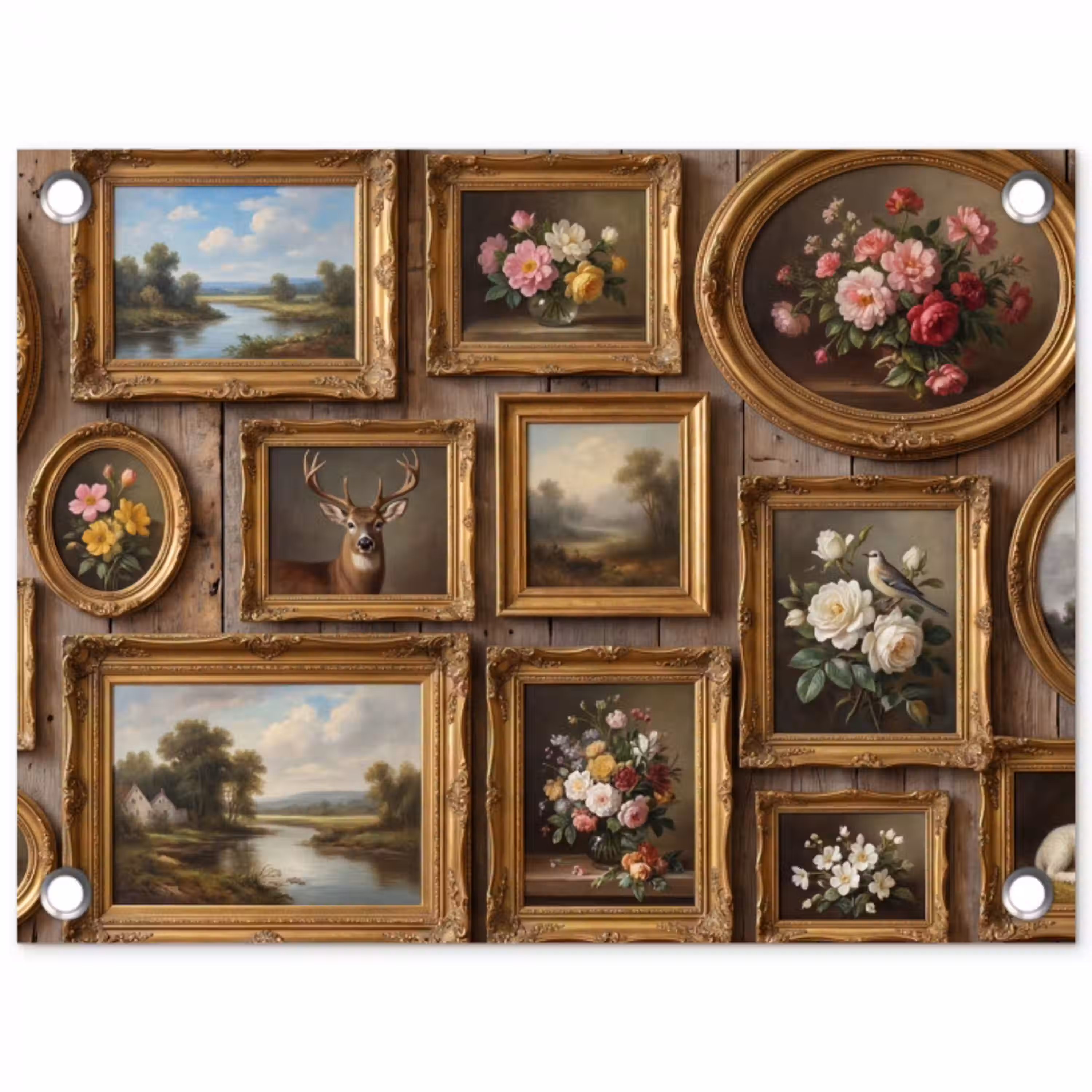 Bloemen - Rozen - Klassiek - Vaas - Kleurrijk tuinposter los doek klein -3d