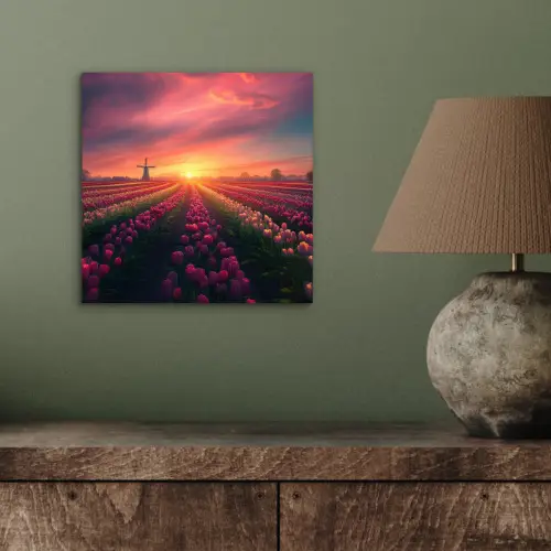 Windmolen - Zonsondergang - Landschap aluminium wit klein -sfeer2
