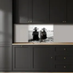 Vrouwen - Zonnehoed - Strand - Zwart - Wit keuken achterwand 2 middel -sfeer1
