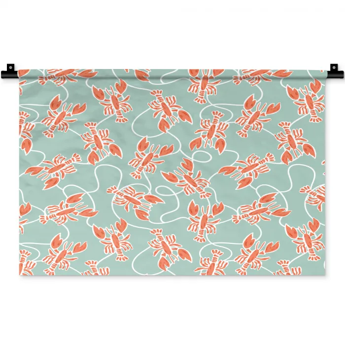 Zee - Kreeft - Groen - Oranje Wandkleed katoen klein 269 -zz3d