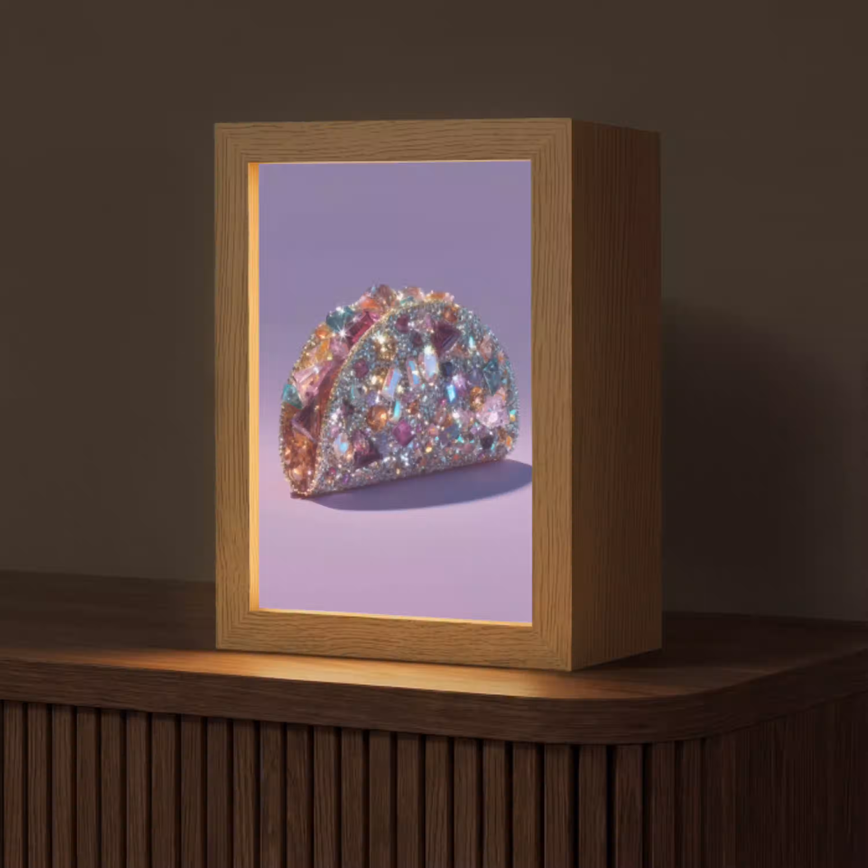 Edelstenen - Glitters - Paars - Kleurrijk Light Box met kabel (Tafellamp) klein -z3d_website