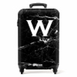Marmer print - Zwart - Letter W NBS - Handbagage koffer - Unisex middel -productfoto_recht