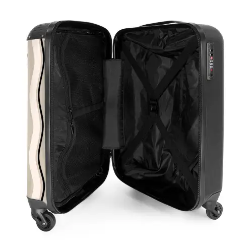 Verticale golven in crème tinten NBS - Handbagage koffer - Unisex middel -binnenkant