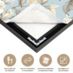 Botanisch - Zangvogel - Blauw Textielframe zwart klein 947 -USP_closeupNL