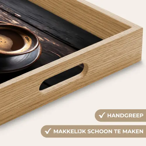 Kop - Koffie - Hout - Bonen Dienblad Rechthoek middel -USP_HandgreepNL