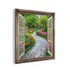 Doorkijk - Bloemen - Tuinpad - Natuur - Raam aluminium wit klein -3d