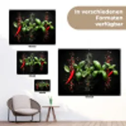 Chilipepers - Basilicum - Blaadjes - Rood tuinposter los doek klein -Xsfeer9_DE