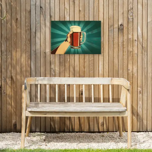 Bierglas - Schuim - Retro - Groen Tuinposter op houten frame 2 cm dik klein -sfeer4