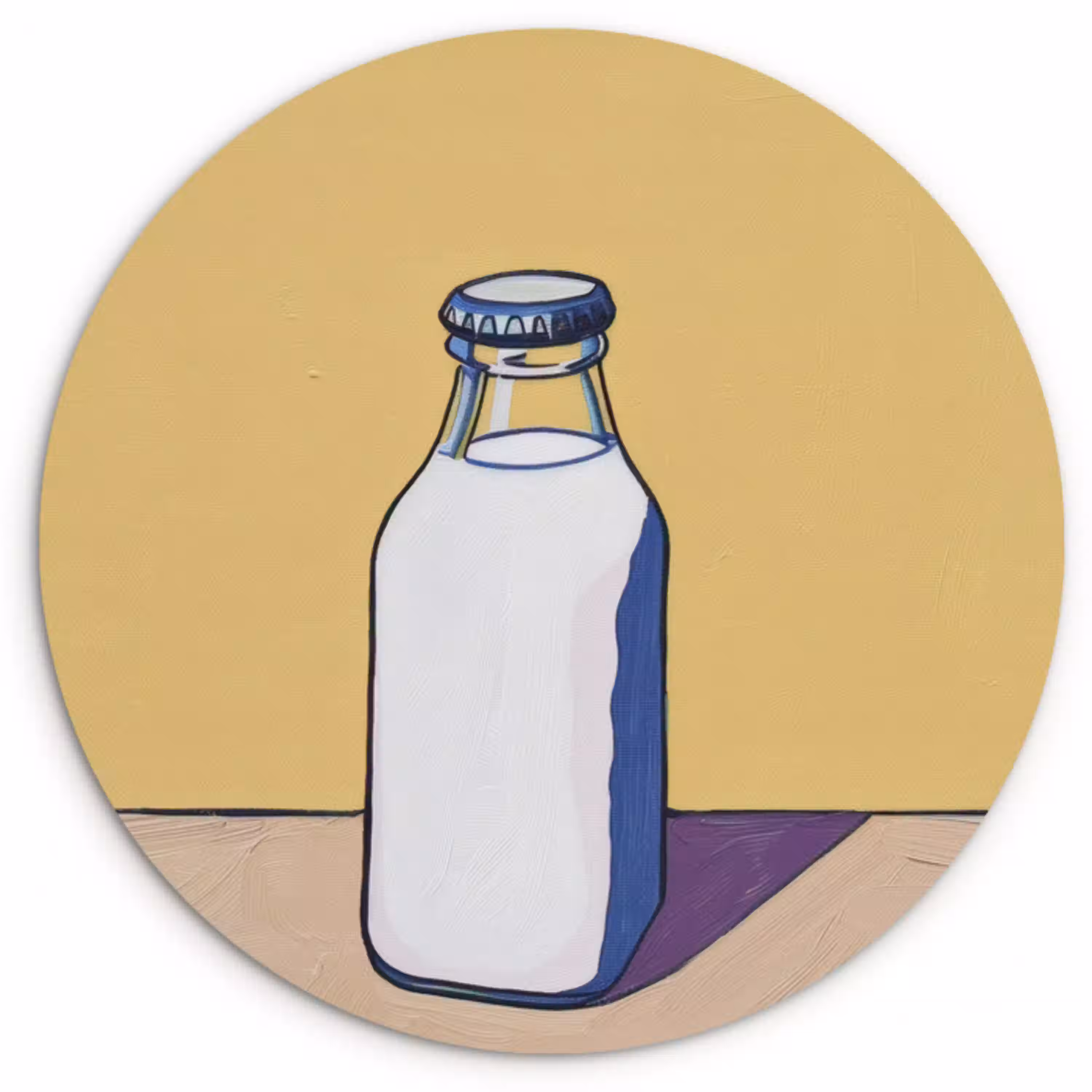 Glazen - Fles - Illustratie - Melk Wandcirkel kunststof plaat 5mm dik klein -3d