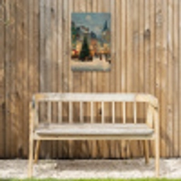 Kerstsfeer - Stadsplein - Kleurrijk Tuinposter op houten frame 2 cm dik klein -sfeer4