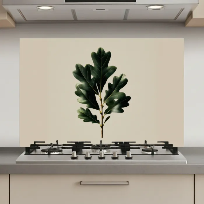 Eikenbladeren - Beige - Groen - Golvende randen keuken achterwand spatscherm klein -3d_website