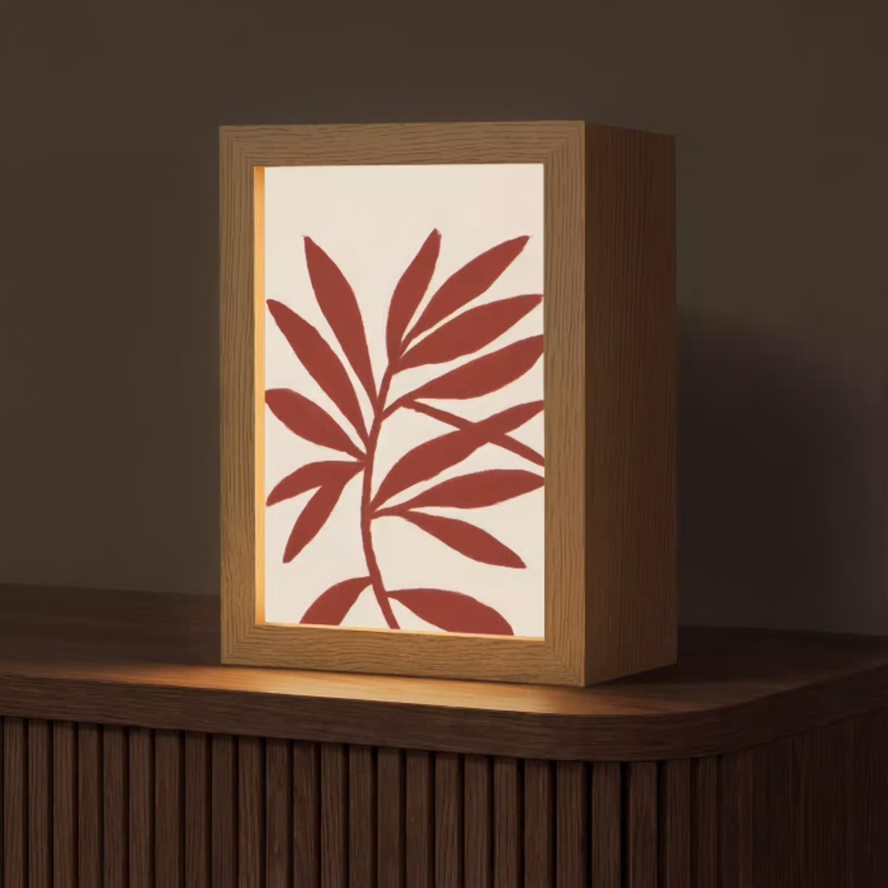 Tak - Bladeren - Rood Light Box met kabel (Tafellamp) klein -z3d_website