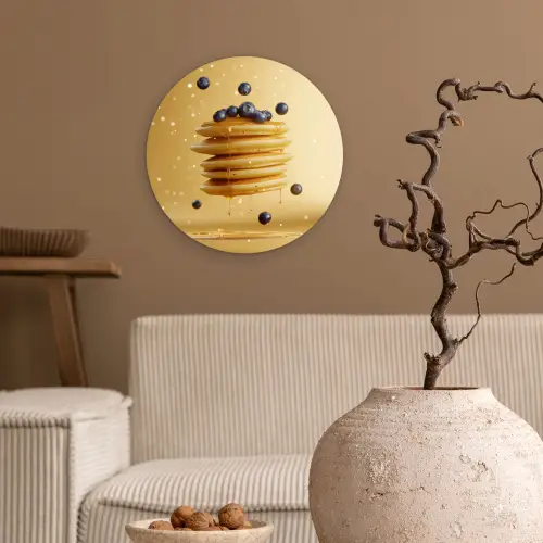 Pannenkoeken - Eten - Honing - Geel Wandcirkel plexiglas klein -sfeer1