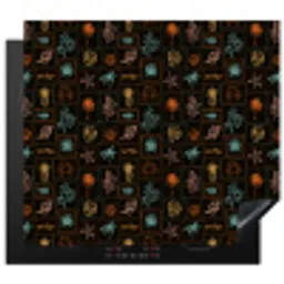 Nostalgisch - Kust - Zee  - vis - koraal - Donker - Multi Inductie beschermer vinyl 3mm middel 274 -3d