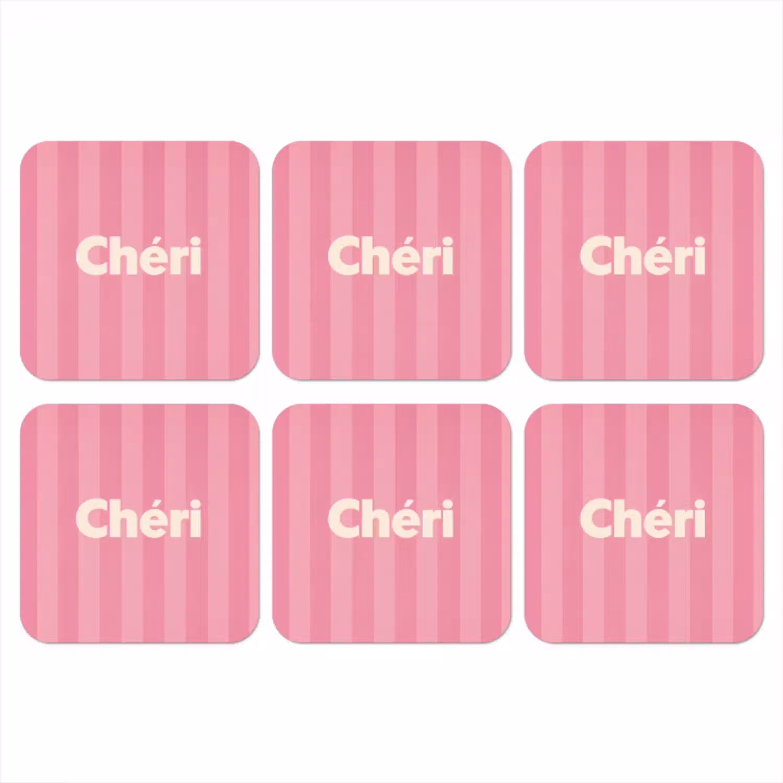 Gestreept - Roze - Chéri onderzetter kurk middel -3d