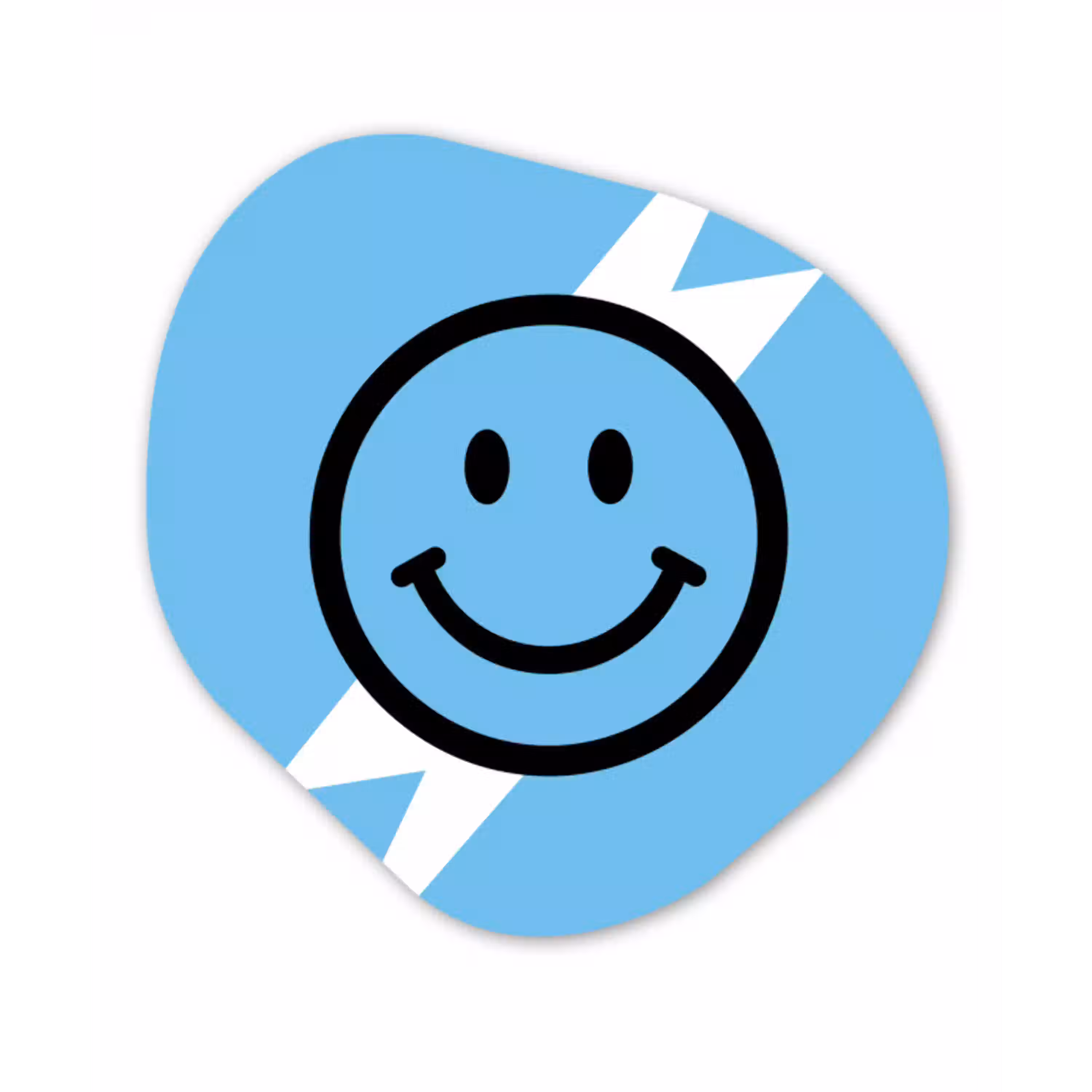 Smiley - Blauw - Bliksem Wandcirkel Organisch Aluminium middel -3d