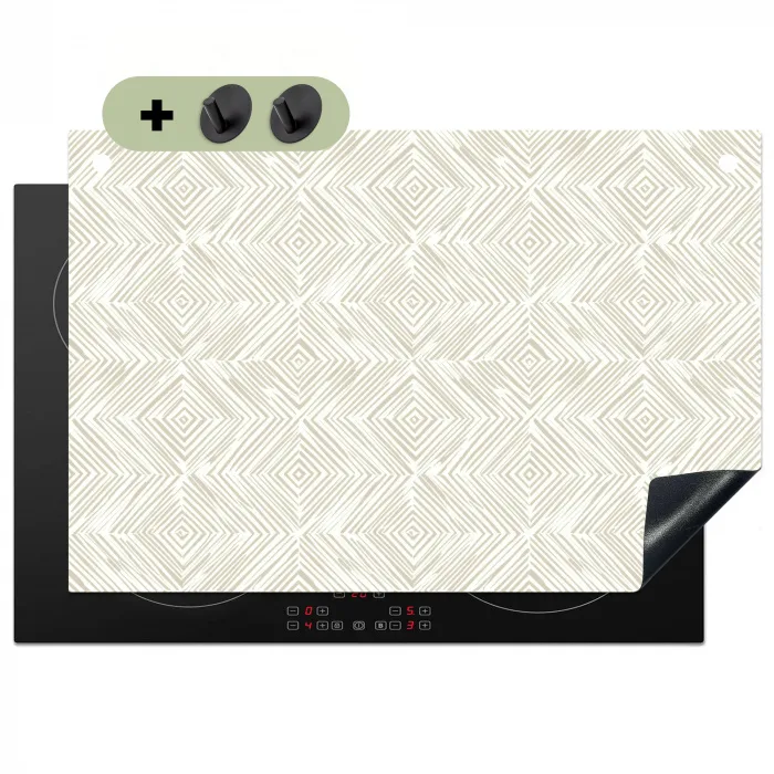 Abstract - Ruiten - Beige Inductie beschemer met haakjes klein 777 -3d