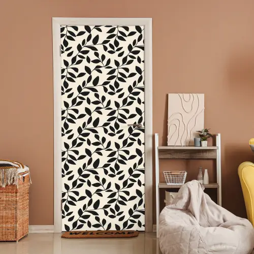 Elegant - Patroon - Zwart - Beige deurposter klein 289 -sfeer1