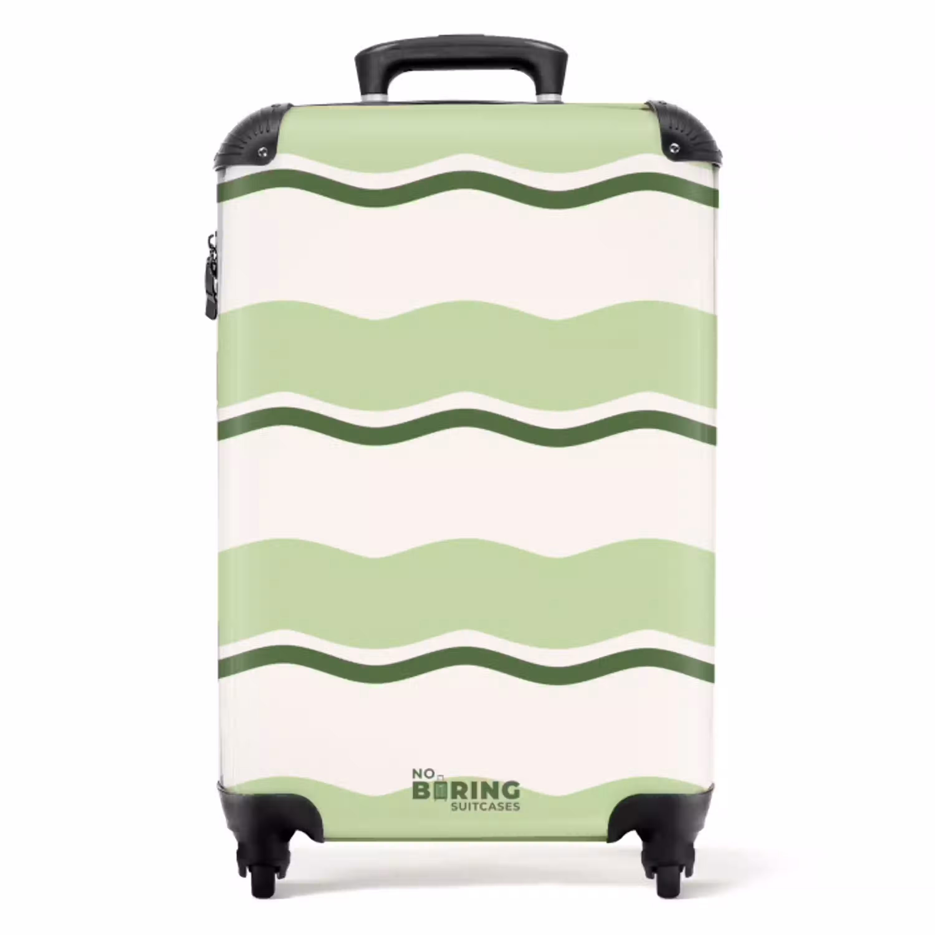 Golvende strepen in groene tinten NBS - Handbagage koffer - Unisex middel -productfoto_recht