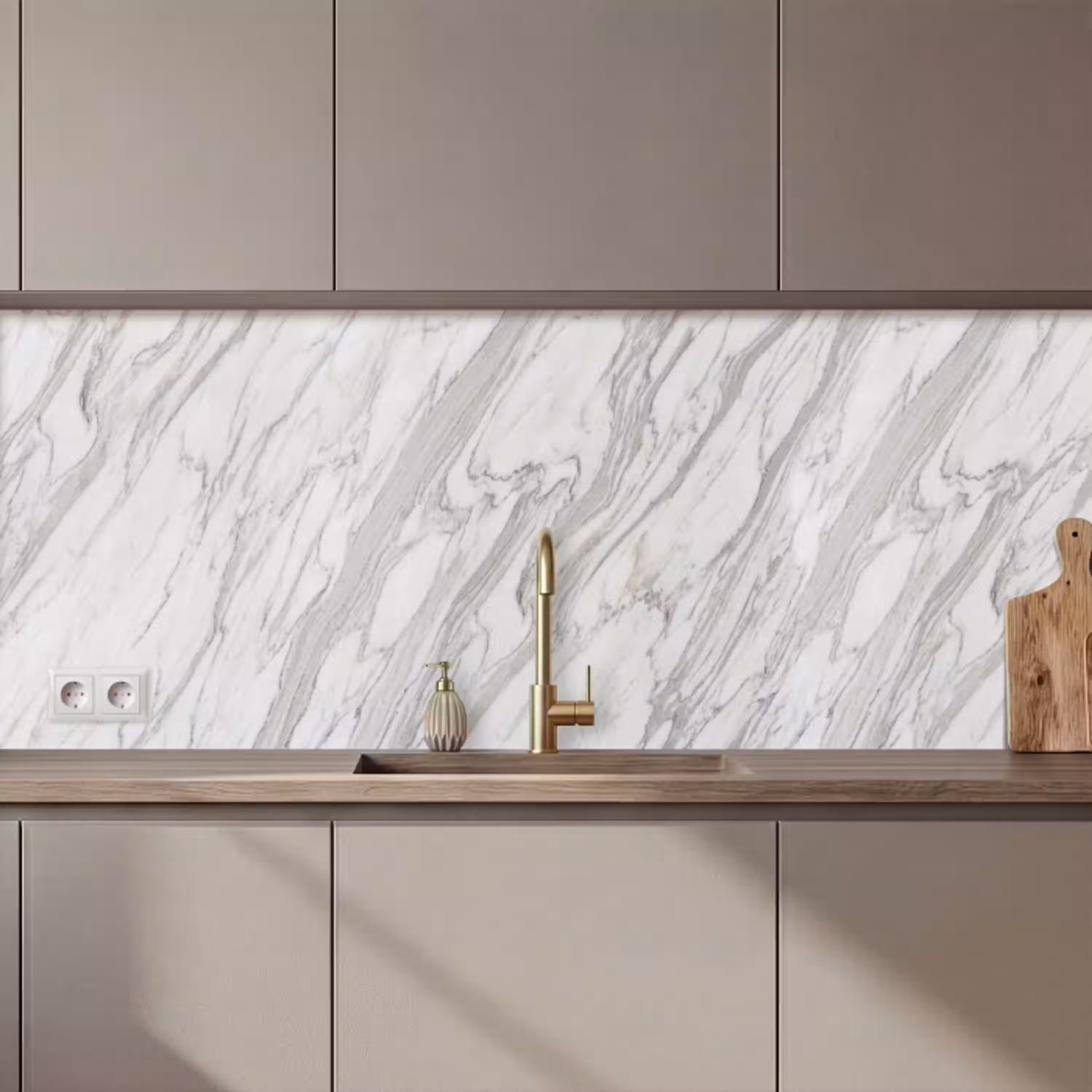 Marmer - Wit - Grijs - Structuur - Modern keuken achterwand 2 middel zz_3dshopping