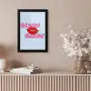 Bisou - Blauw - Roze - Lippen fotolijst zwart zonder passe partout klein -sfeer5