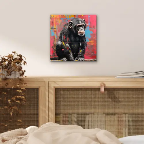 Graffiti - Chimpansee - Dieren - Street art - Banksy aluminium wit klein -sfeer3
