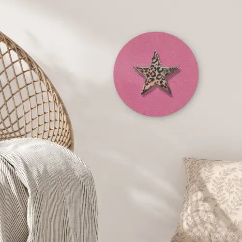 Ster - Luipaard - Print - Roze Akoestische PET Vilt - Rond klein -sfeer4