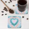 Hartvormig - Tie dye - Pasteltinten - Lichtgroen onderzetter kurk middel -sfeer2