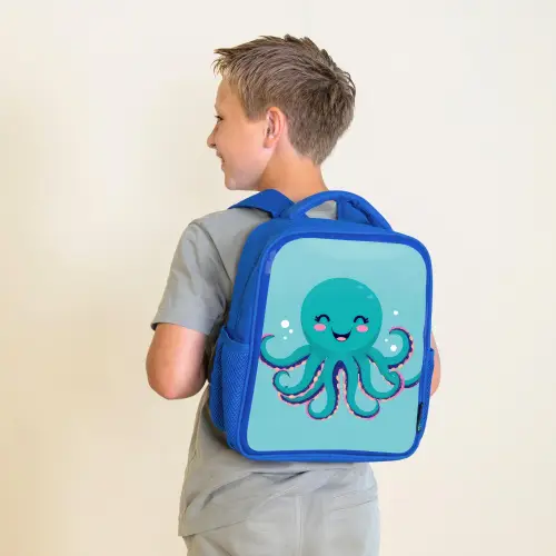 Octopus - Blauw - Gezicht Kinderrugzak - Blauw middel -sfeer2