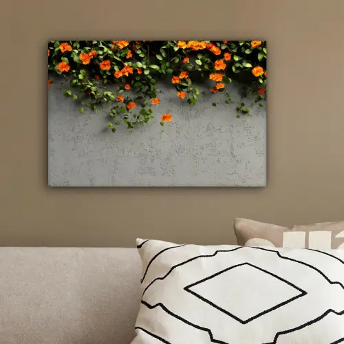 Bloemen - Muur - Oranje canvas 2cm klein -sfeer3