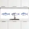 Vissen - Blauw - Wit keuken achterwand 2 middel -3d