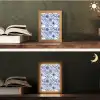 Bloemen - Blauw - Patroon - Wit Light Box met kabel (Tafellamp) klein 925 -sfeer3